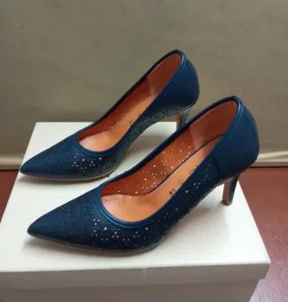 Zapatos de piel tacón SOHO  azul