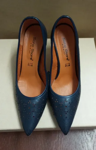 Zapatos de piel tacón SOHO  azul