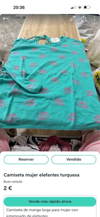 Camiseta M elefantes turquesa