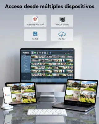 Cámara Vigilancia Exterior Solar Doble Lente