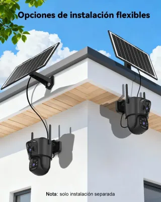 Cámara Vigilancia Exterior Solar Doble Lente