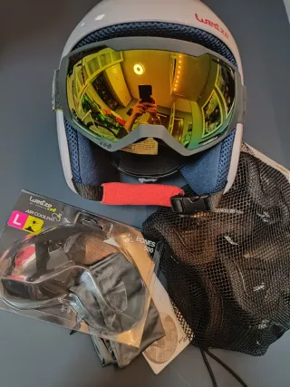 ESTRENAR lote Casco niño + gafas esquí/snowboard L