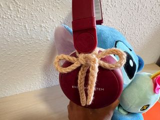 Cinta crochet beige y roja