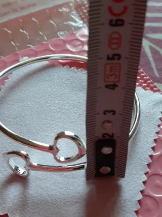 Pulsera plata 925 con dos corazones