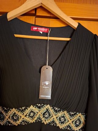 Vestido fiesta negro con pedrería