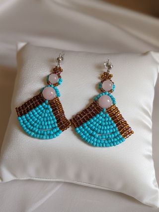 Orecchini Artigianali Quarzo Rosa Boho Chic