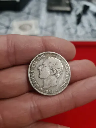 Moneda Plata 2 Pesetas Alfonso XII 1884