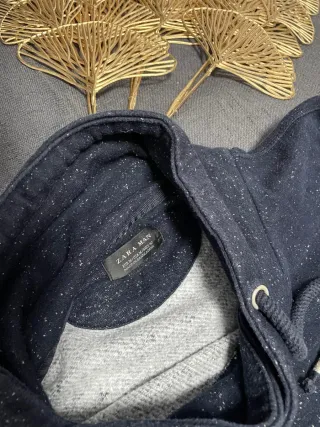 Zara Sudadera cuello alto azul M