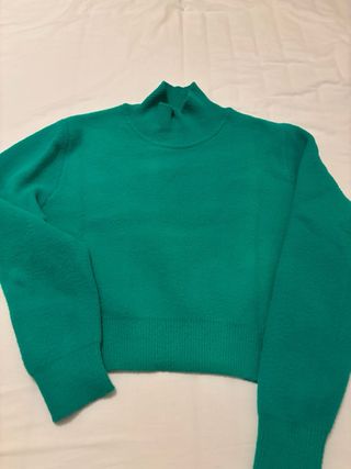 Jersey Zara cuello alto verde