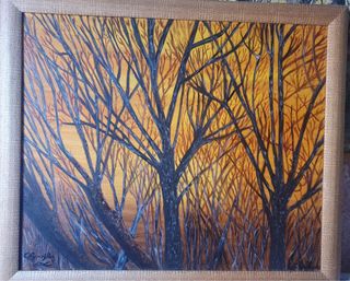 Pintura Paisaje Bosque Árboles Otoño