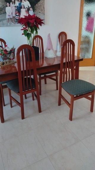 Mesa comedor + 6 sillas madera