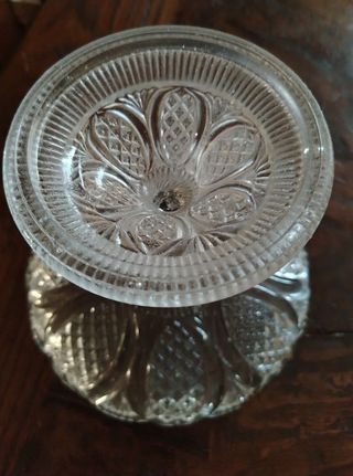 Alzatina vintage vetro intagliato