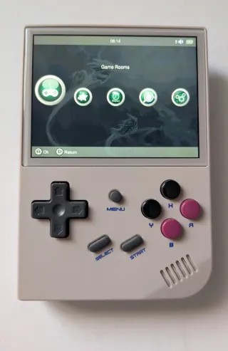 Anbernic RG35XX Beige + Tarjeta 128GB + Soporte