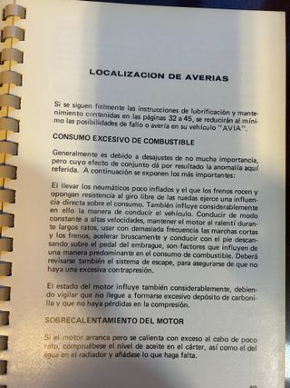 FURGON AVIA 2000 MANUAL INSTRUCCIONE MANTENIMIENTO