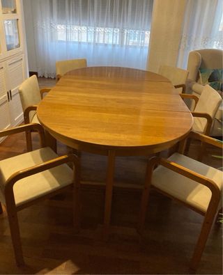 Mesa redonda extensible madera maciza