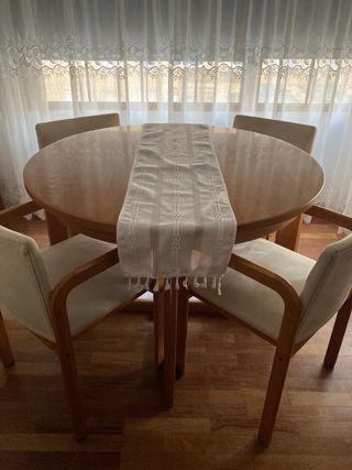 Mesa redonda extensible madera maciza