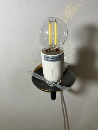 Lampada parete nero/ottone vetro bianco