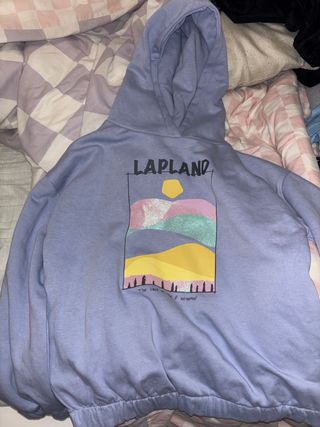 Sudadera azul estampado 13/14 años, capucha, niña