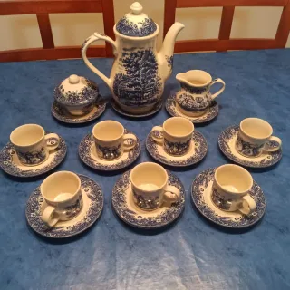 Juego de café Churchill azul y blanco