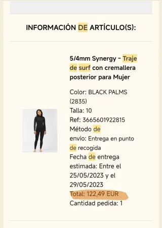 Traje de surf de neopreno 5/4, Billabong.