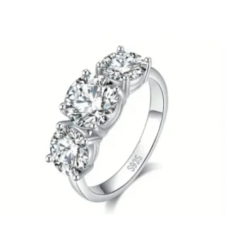 Anillo Plata 4CT Moissanitas Trio.