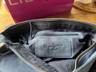 Bolso de piel Pepe Jeans azul con flecos