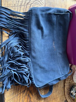 Bolso de piel Pepe Jeans azul con flecos