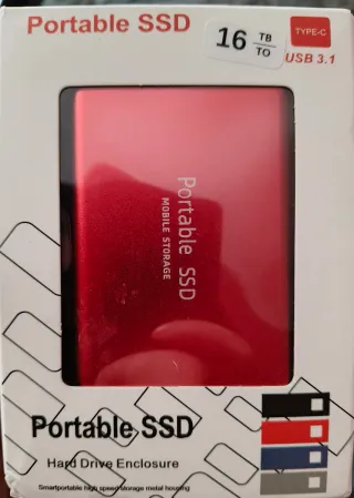 Disco duro externo 16TB rojo portátil