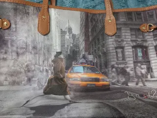 Borsa Y not? pelle stampa New York