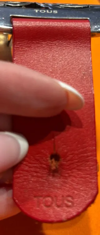 Pulsera Tous Rosa de abril Plata y Piel Roja