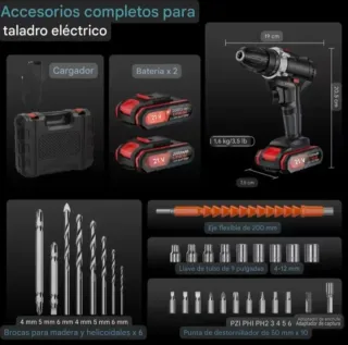 Taladro Atornillador Inalámbrico (2 Baterías)