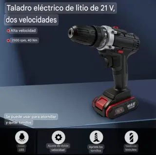 Taladro Atornillador Inalámbrico (2 Baterías)