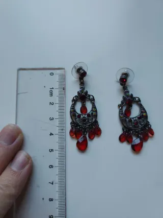 Pendientes Vintage Estilo Candelabro Rojo