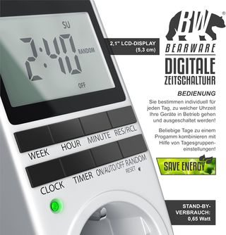 CSL - Temporizador Digital, Pantalla LCD de 2,1 Pu