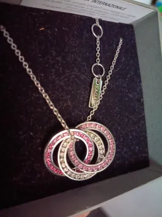 Collana S'Agapõ cerchi rosa e argento