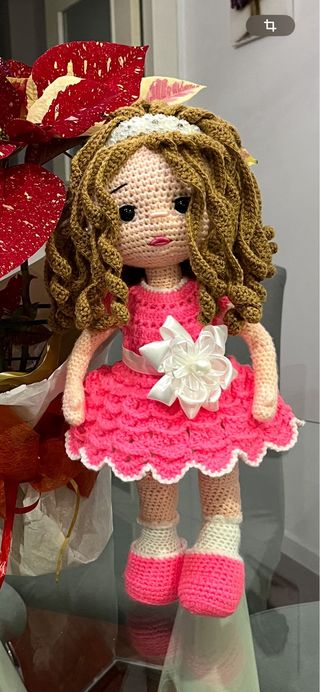 Muñeca de ganchillo rubia 42 cm