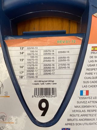 Cadenas de coche para la nieve - núm 9. Marca Idea