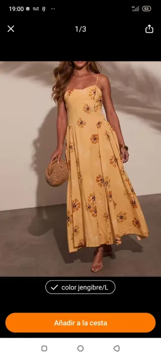 Vestido amarillo mostaza floral talla L