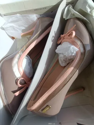 Décolleté Gaudi Taupe/Rosa con Fiocco