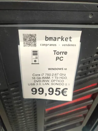 Torre PC Windows 10 i7 16GB RAM 1TB HDD