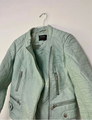 Chaqueta Cuero Turquesa Bershka