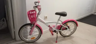 Bicicleta Btwin 16 blanca y rosa