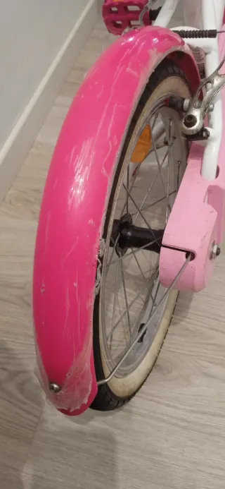 Bicicleta Btwin 16 blanca y rosa