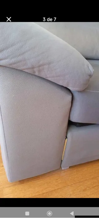 Sofá 3 plazas + 2 puffs tela gris