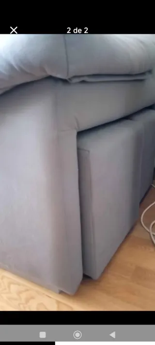 Sofá 3 plazas + 2 puffs tela gris