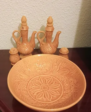 Juego Cerámica Vintage Beige/Naranja