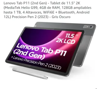 Lenovo Tab P11 (2da Gen) 11.5 2K Negro