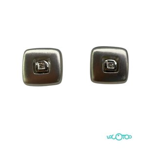 Pendientes Oro Blanco 18k Diamante Cuadrados