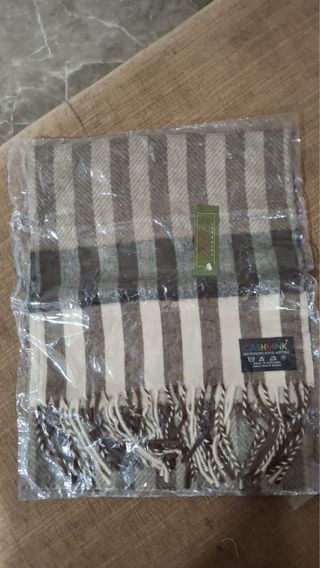 Bufanda Cashmink Rayas Beige y Gris