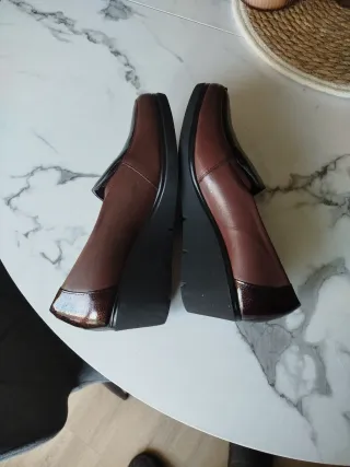 Zapatos Pitillos Marrones y Morados